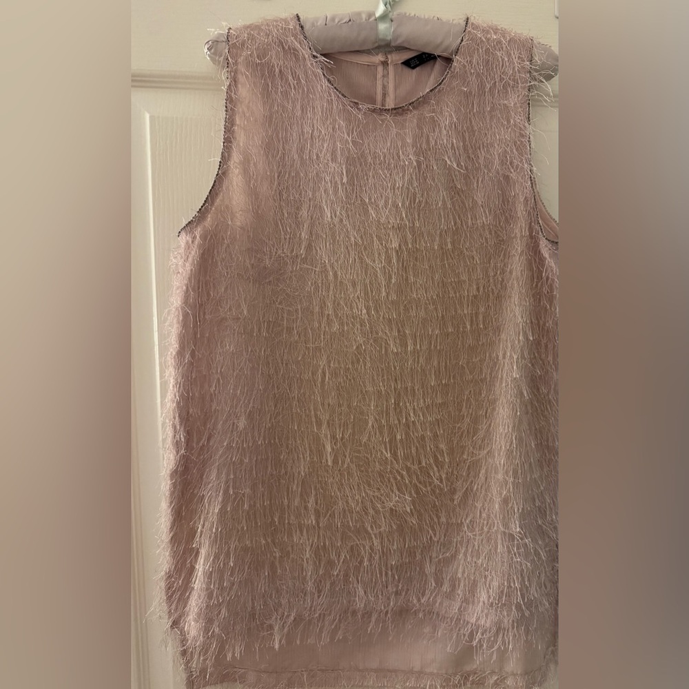 Zara Blush Textured Sleeveless Top